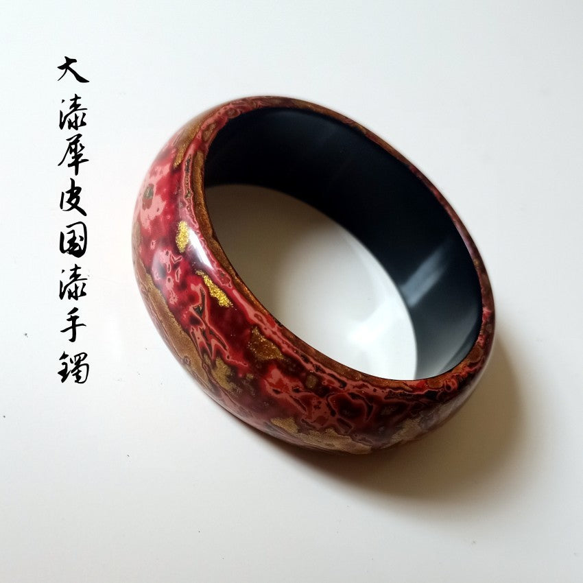 lacquer bracelet with mother-of-pearl inlay, black lacquerware bracelet, traditional lacquer art, women's handmade ethnic style mother-of-pearl inlaid jewelry
