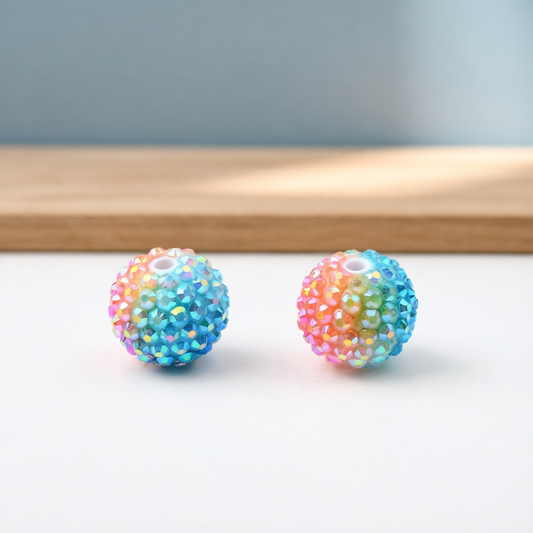 18MM Resin Diamond Ball Beads Rainbow Color Striped Diamond Ball Beads Chunky Beads